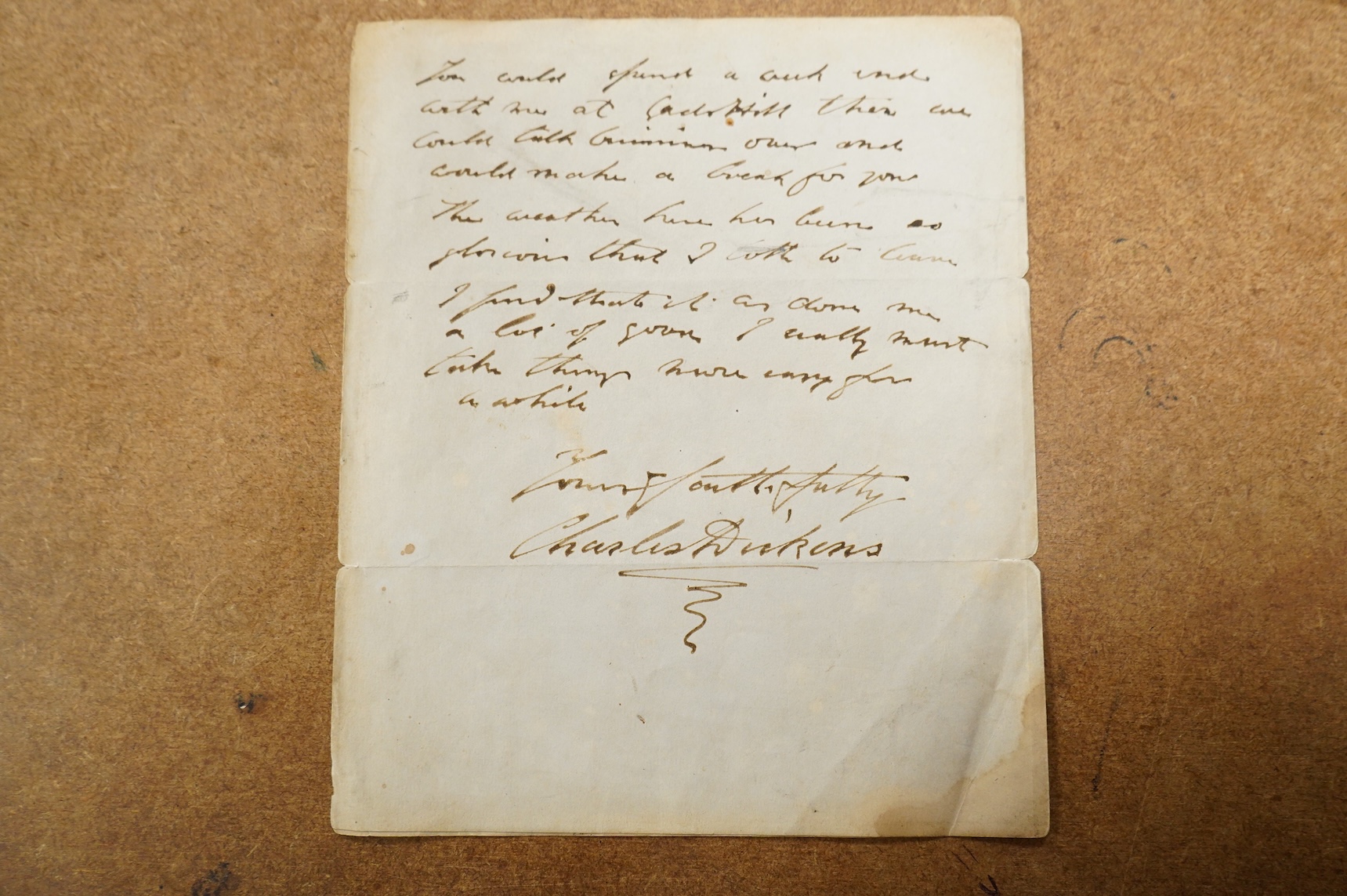 Charles Dickens Junior, a handwritten letter signed by Dickens, on notepaper with a heading in the form of an engraving of ‘Hove Church, near Brighton’